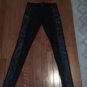 Leather seamed leggings